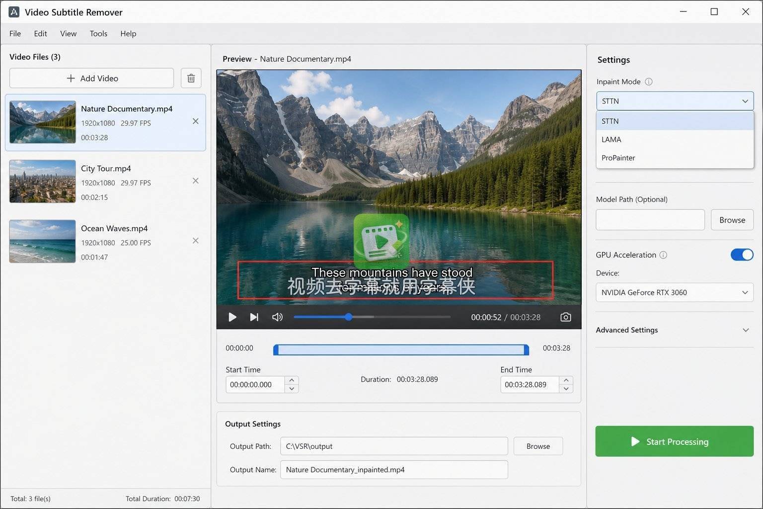 Video Subtitle Remover（VSR）